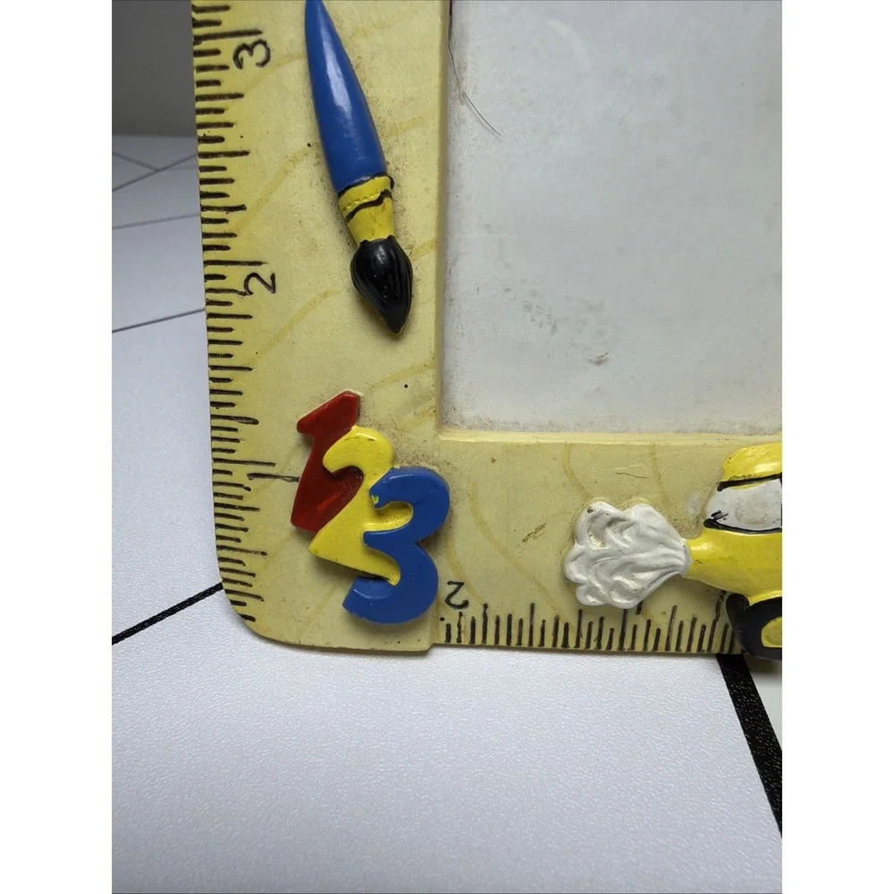 VTG 90s School Teacher Photo Picture Frame Alphabet Numbers Ruler Primary Colors
